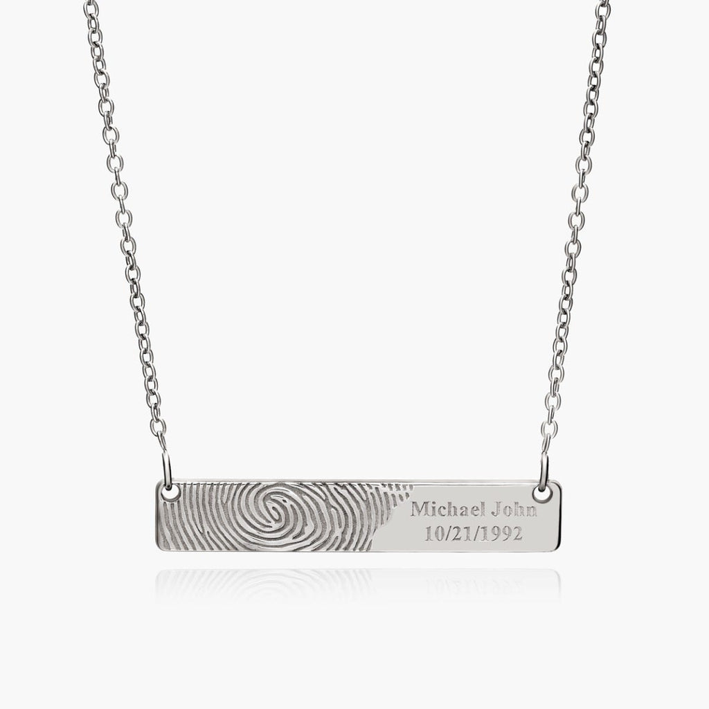 Custom Fingerprint Horizontal Bar Necklace