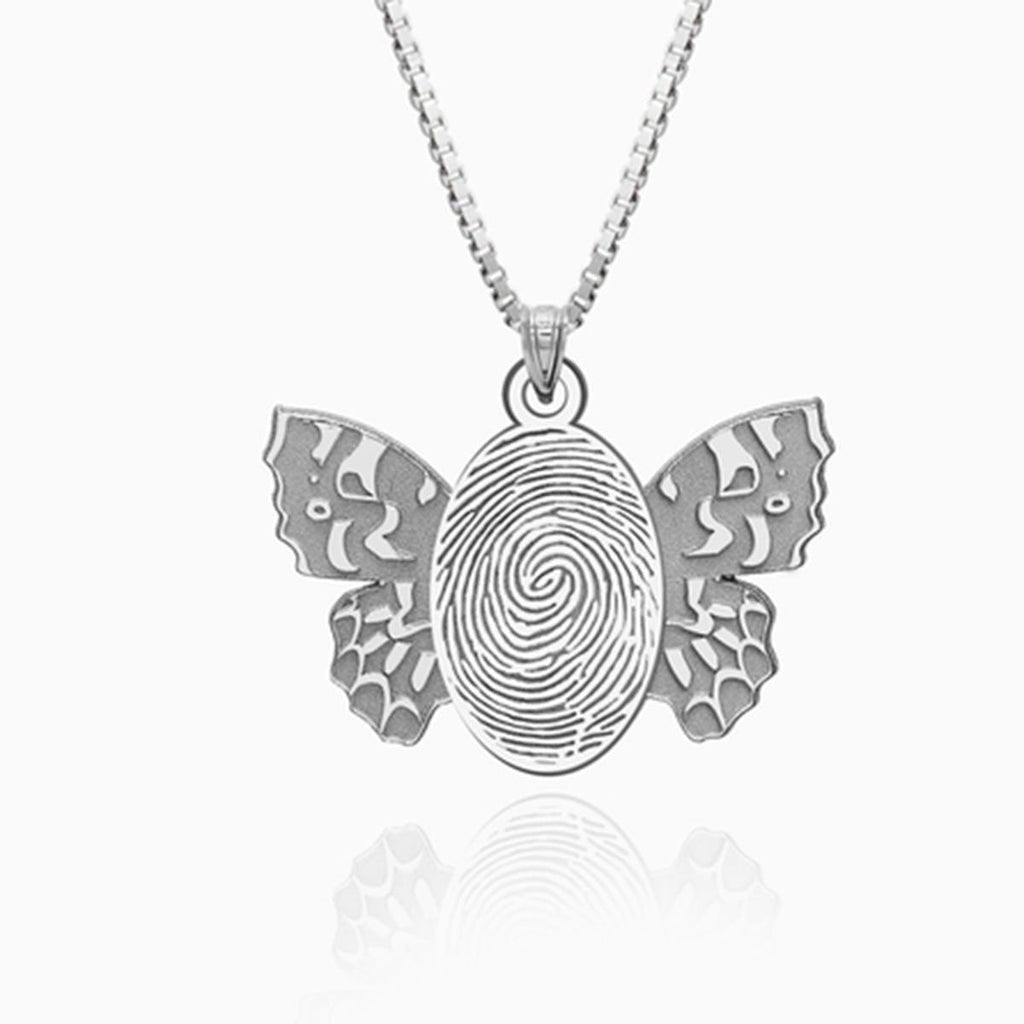 Custom Fingerprint Butterfly Charm or Pendant