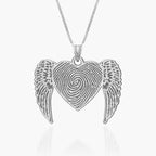 Custom Fingerprint Angel Wing Heart Charm or Pendant