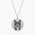 Antiqued Laser Carved Photo Round Disc Pendant