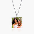 Square Pendant With Diamond Cut Edge Photo Charm