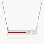 Personalized Horizontal Thin Red Line Firefighter Necklace with 18" Chain