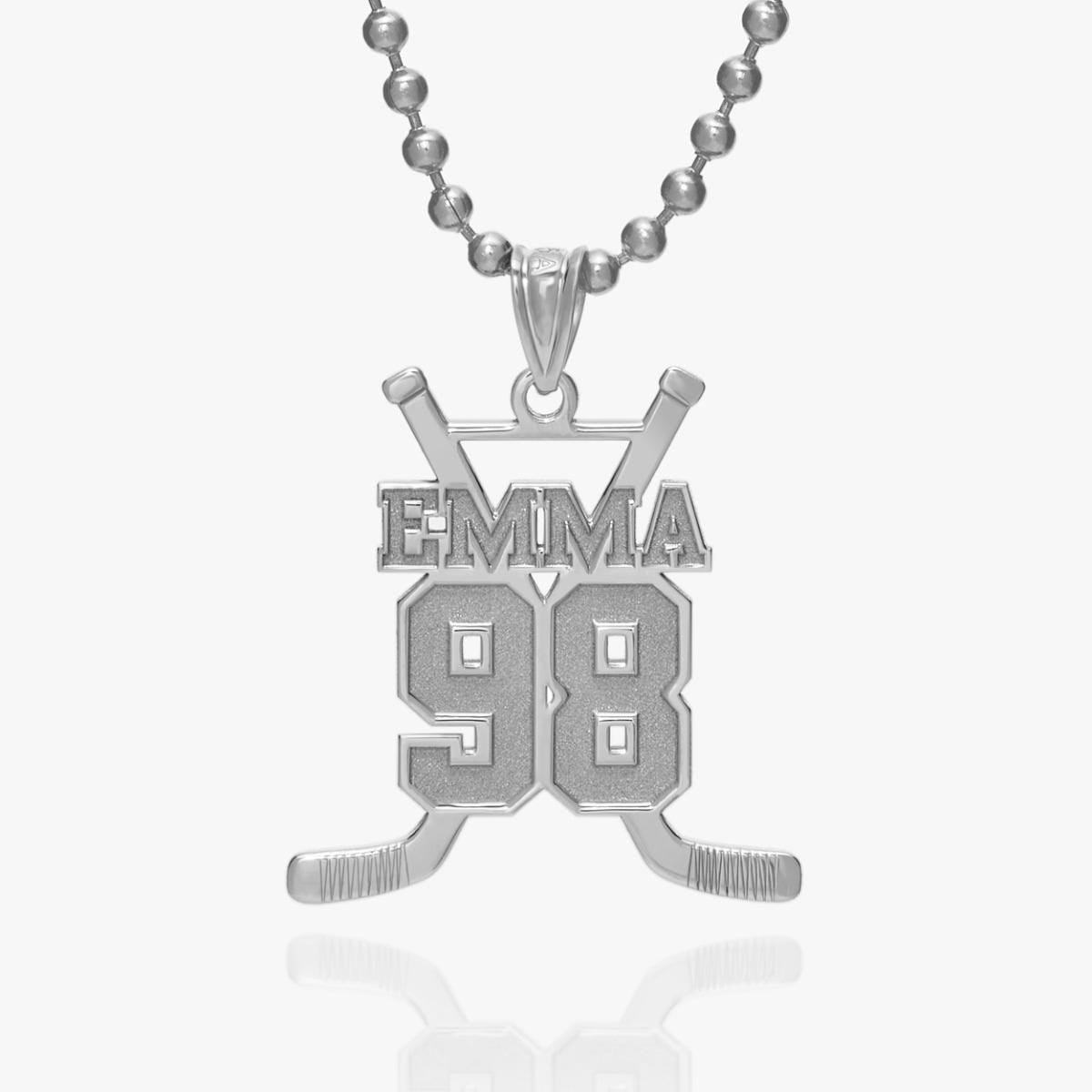 Personalized Hockey Sticks Pendant with Name and Number