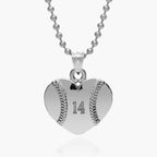 Heart Shaped Baseball Pendant with Number & Chain