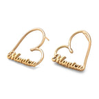 Heart Name Script Earrings