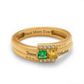 Engravable Mother's Ring with Princess Cut Gemstones and Accents