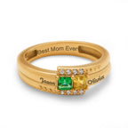 Engravable Mother's Ring with Princess Cut Gemstones and Accents