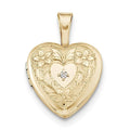 Gold Filled Baby Polished Heart Locket With W/ Diamond Center