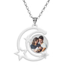 Moon Silhouette w/ Stars Photo Pendant And 1 Cubic Zirconia