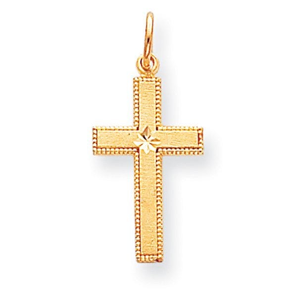 14K Gold Satin Cross Pendant