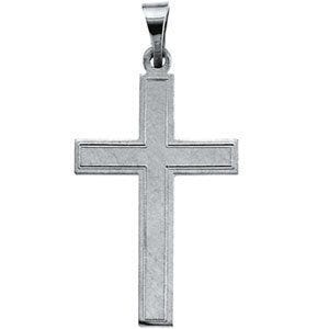 14K White Gold Double Outline Cross Pendant