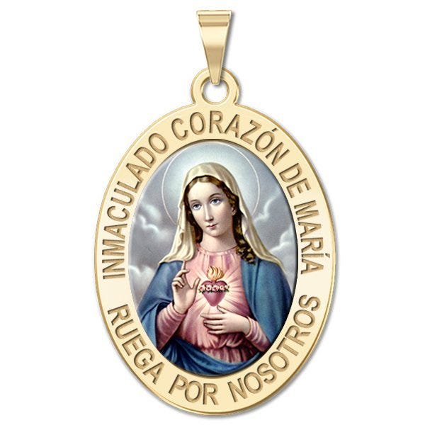 Corazon Inmaculado De Maria Oval Color Medal