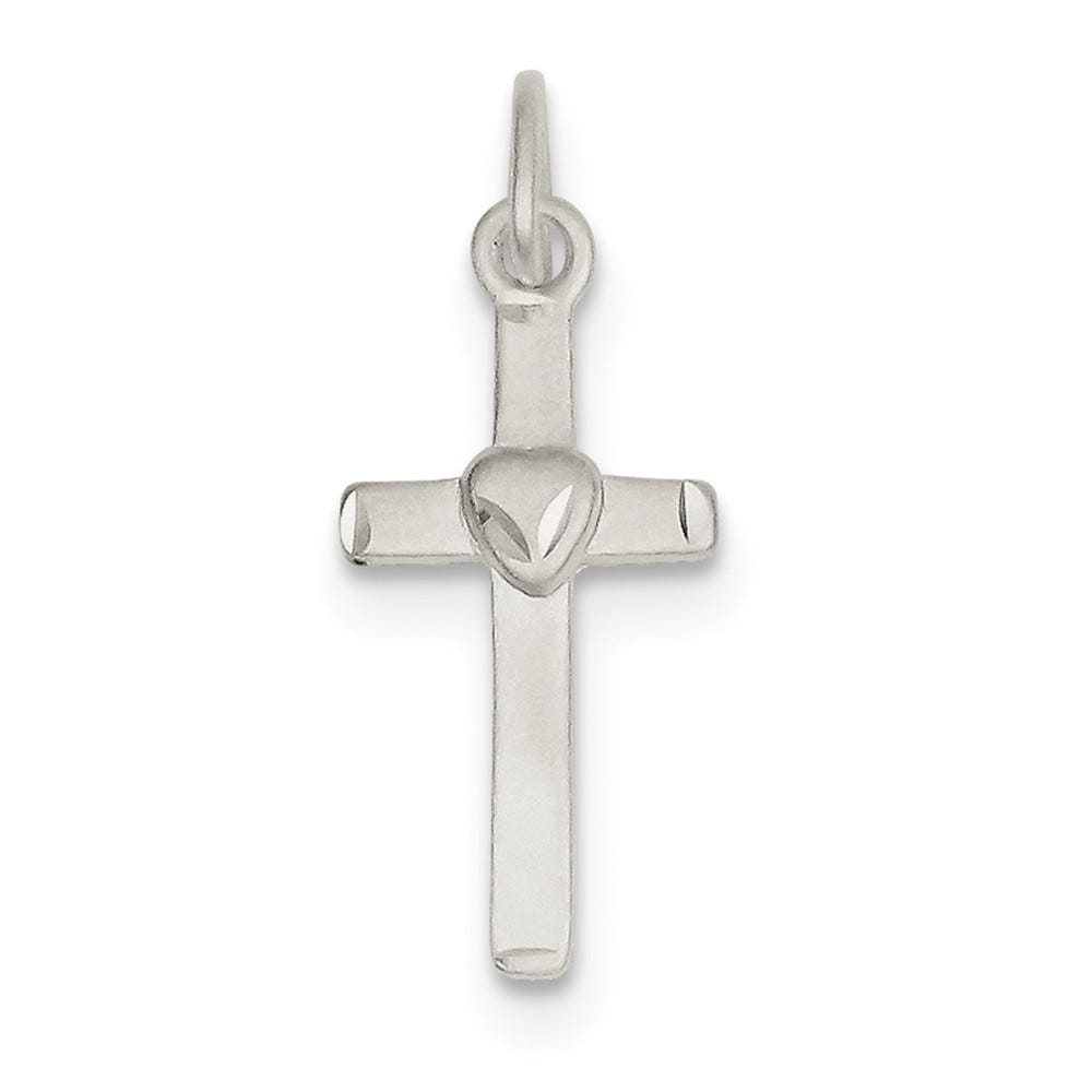 Sterling Silver Heart Center Latin Cross Pendant
