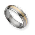 Titanium 14K Gold Inlay Approx. 0.24 Inch Brushed and Polished Wedding Band