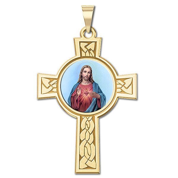 Sacred Heart Of Jesus Cross Religious Medal "Color"