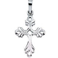 14K White Gold Scrollwork Cross Pendant With Design