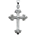 Classic 14K White Gold Ornate Flared Tip Cross Pendant