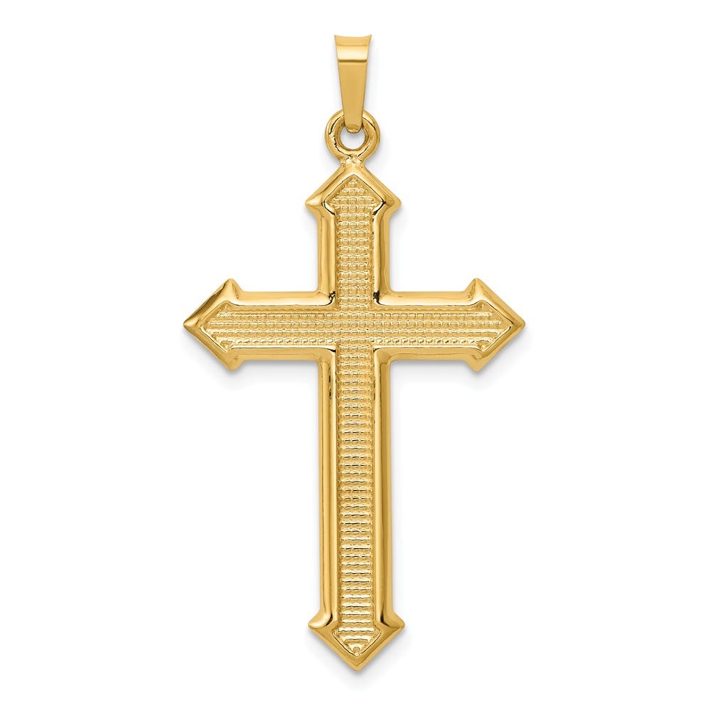 14K Polished And Textured Passion Cross Pendant
