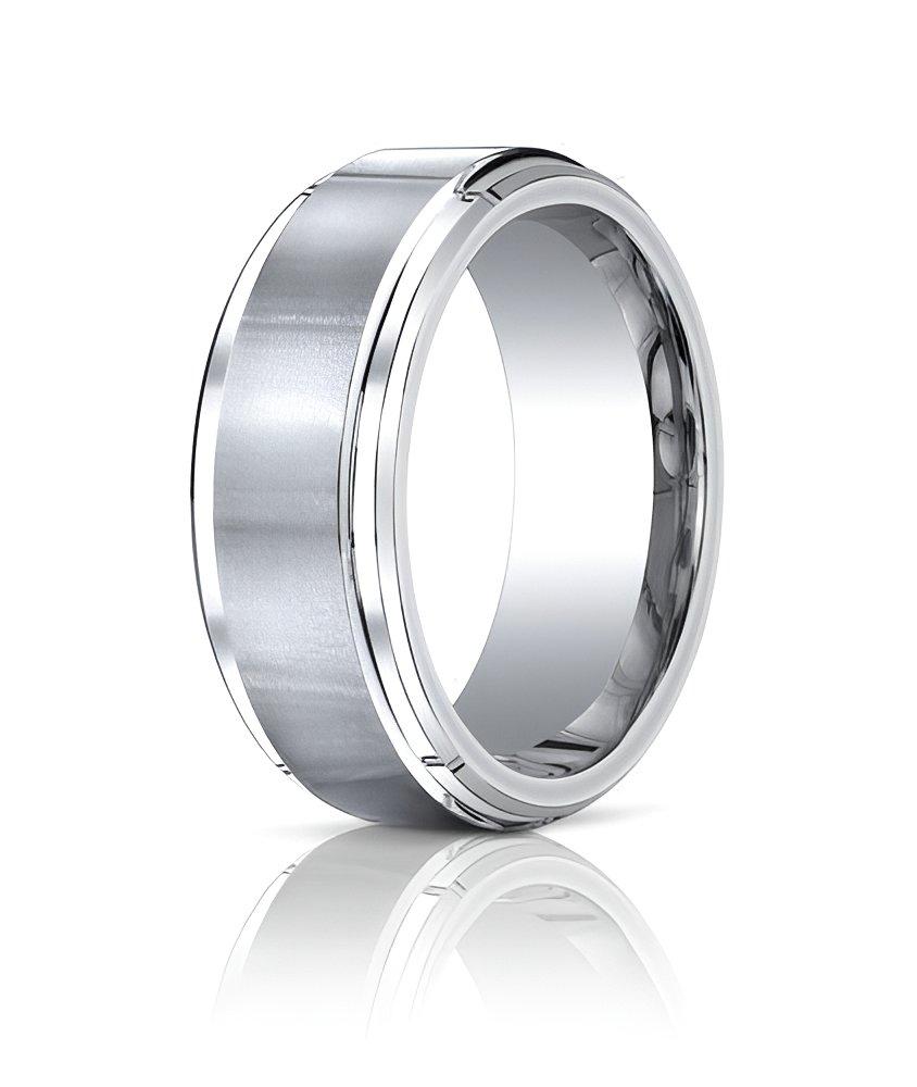 Cobalt Chrome Comfort Fit with Satin Inlay Approx. 0.35 Inch Wedding Band