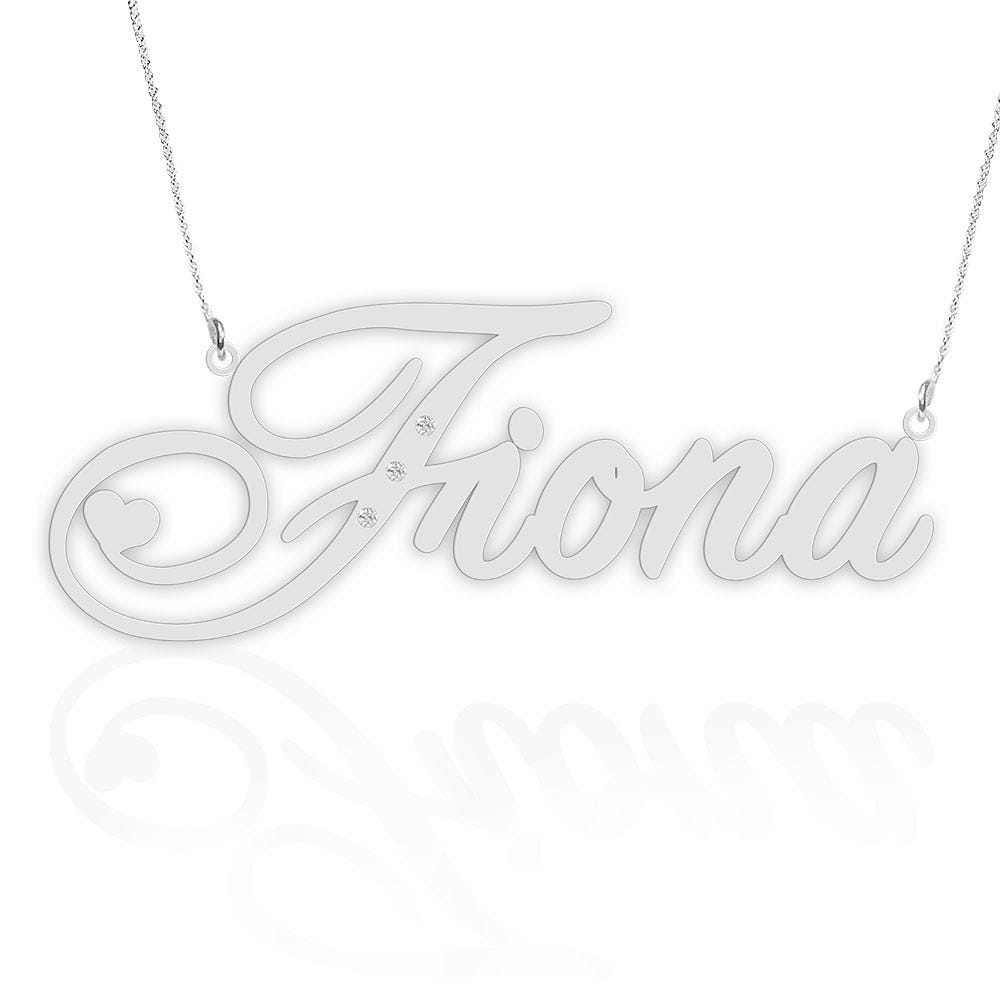 Script Name Necklace with 3 Diamonds