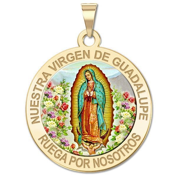 Nuestra Virgen De Guadalupe Round Religious Medal