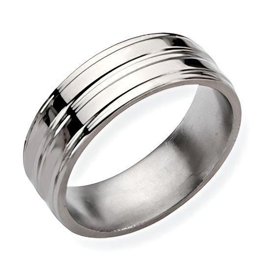 Titanium Grooved Approx. 0.31 Inch Polished Wedding Band