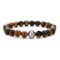 Stainless Steel Personalized Baseball Tigerseye Bead Bracelet