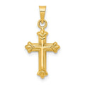 14K Gold Fleur De Lis Hollow Cross Charm