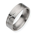 Titanium Grooved Flat Approx. 0.28 Inch Brushed and Polished Wedding Band