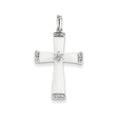 14K White Gold Agate & Diamond Cross Pendant