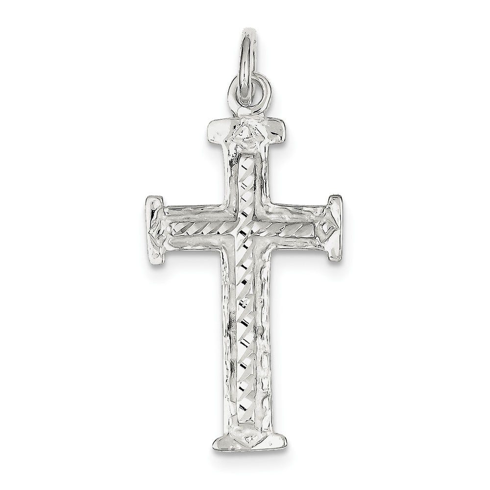 Sterling Silver Diamond-Cut Cross Pendant