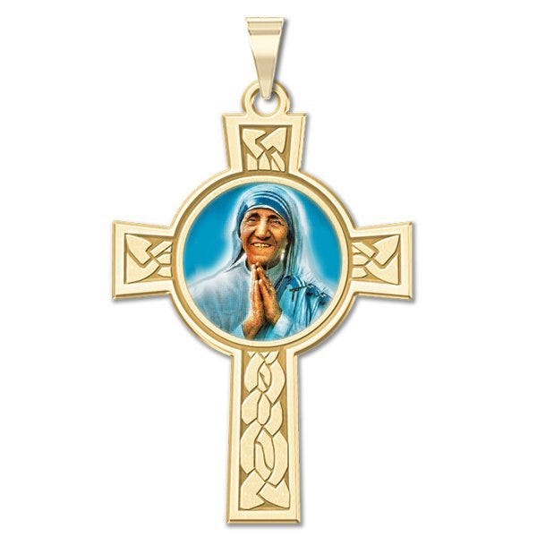 Saint Teresa Of Calcutta Or Mother Teresa Cross Religious Medal "Color"
