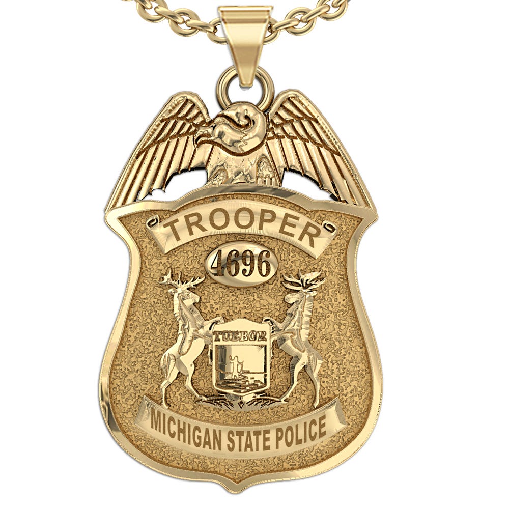 Personalized Michigan State Police Badge with Your Number