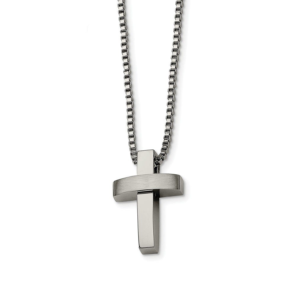 Stainless Steel Cross Pendant 22 Inch Necklace