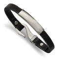 Custom Engraved Stainless Steel Men's Black Leather ID Bracelet