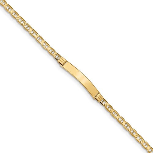 Custom Engraved 14K Gold Women's Anchor Link ID Bracelet