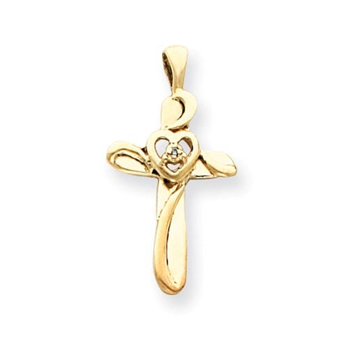 14K Diamond Cross Pendant