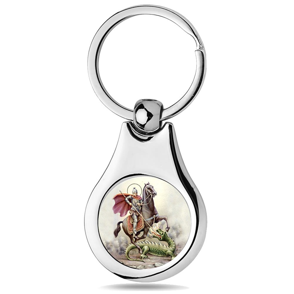 Stainless Steel Saint George Keychain