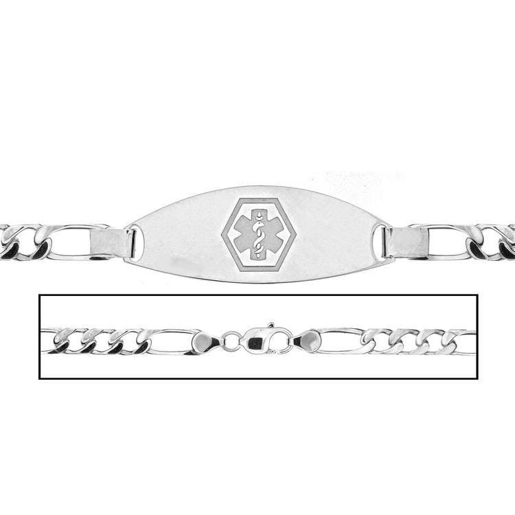 Sterling Silver Women's Figaro Link Medical ID Bracelet