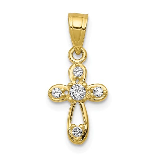 10K Small Cz Cross Pendant