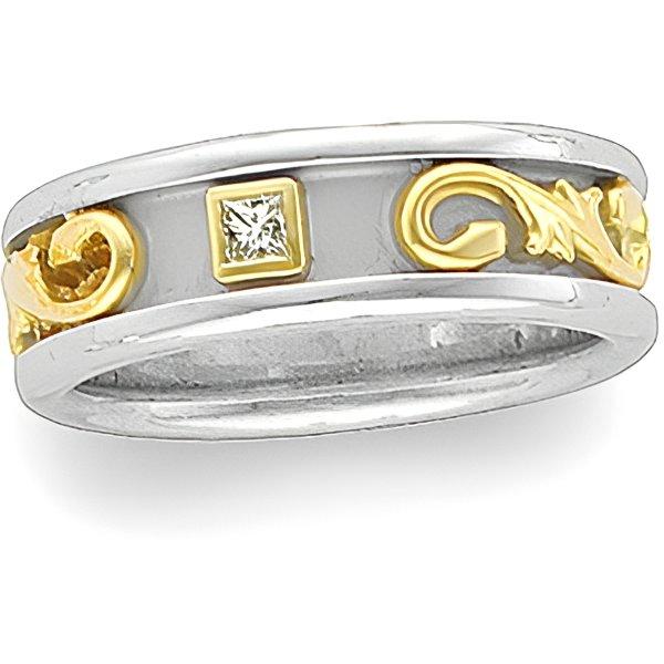 Two Tone Diamond Etruscan Band