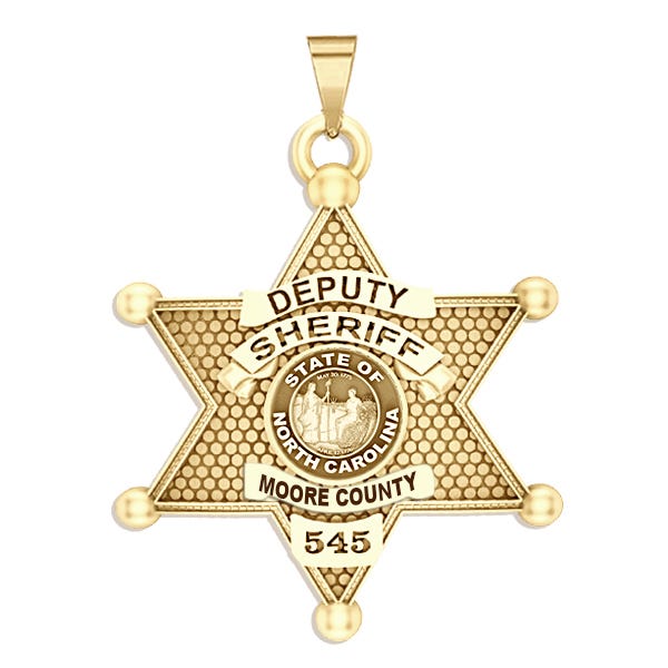 Personalized North Carolina 6-Point Star Sheriff Badge with Rank, Number & Dept.