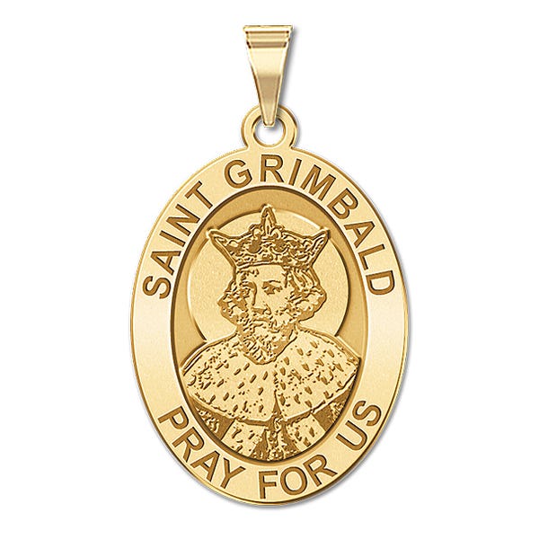 Saint Grimbald Oval Religious Medal