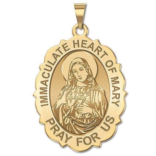 Immaculate Heart of Mary Scalloped Oval Religious Medal