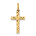 14K Laser Designed Oval-Motif Cross Charm