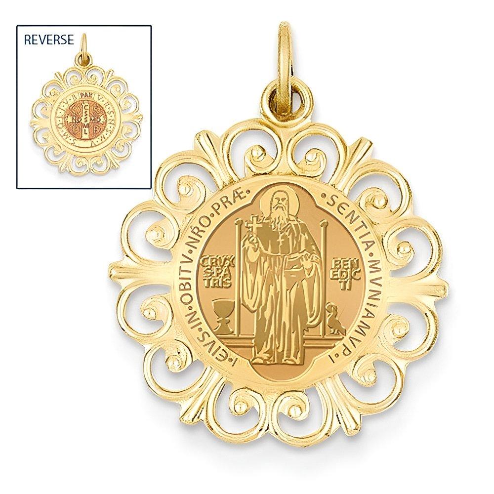 Saint Benedict Double Sided Round Filigree Religious Medal