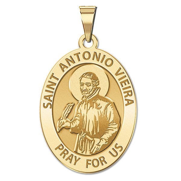 Saint Antonio Vieira Round Religious Oval Medal