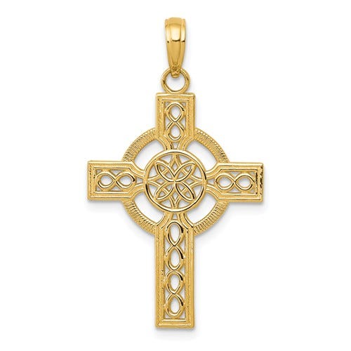 14K Diamond-Cut Celtic Cross Pendant