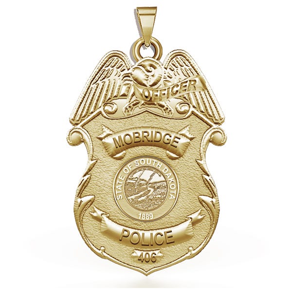 Personalized South Dakota Mobridge Police Badge with Your Rank, Number & Department