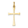 14K Gold Polished Flared Cross Pendant